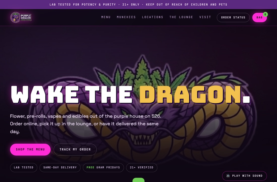Screenshot of The Purple Dragon website